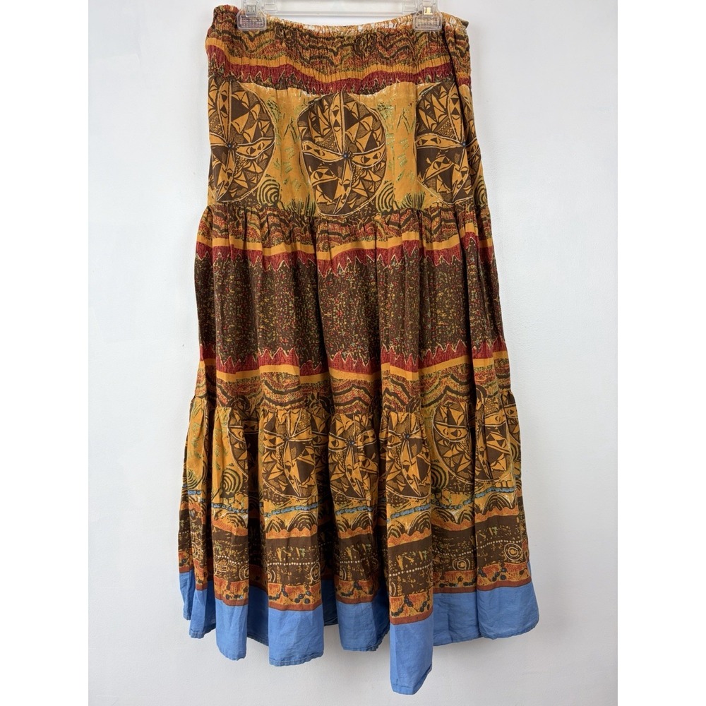 Boho Maxi Skirt Womens XL Tiered Hippie Coastal Cowboy Cowgirl Horses Rodeo